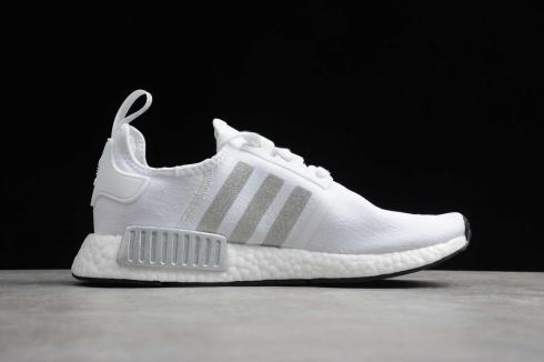 2020 Adidas NMD R1 RUNNER Primeknit White Metallic Silver Black FY9668