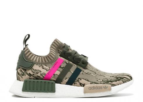 Adidas Wmns Nmd r1 Primeknit Green Glitch Camo Pink Shock Night BY9864