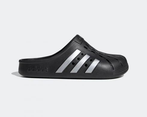 Adidas Adilette Clog Slide Sandal Core Black Silver Metallic FY8969