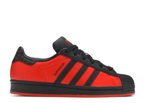 Adidas Marvel X Playstation Superstar J Spiderman Miles Morales Core Black Red GV7129