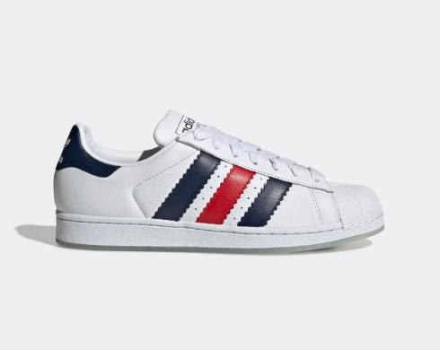 Adidas Superstar Foundation Cloud White Collegiate Navy Scarlet EE8459