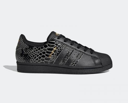 Adidas Superstar Snakeskin Core Black Gold Metallic Shoes FV3290