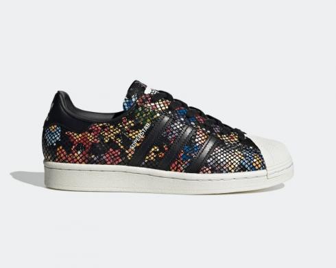 Adidas Wmns Superstar Flower Print Core Black Off White Red FW3703