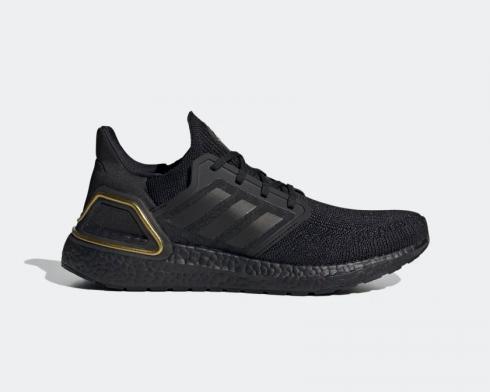 Adidas UltraBoost 20 Core Black Metallic Gold Running Shoes EG0754