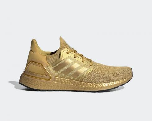 Adidas UltraBoost 20 Gold Metallic Black Shoes EG1343