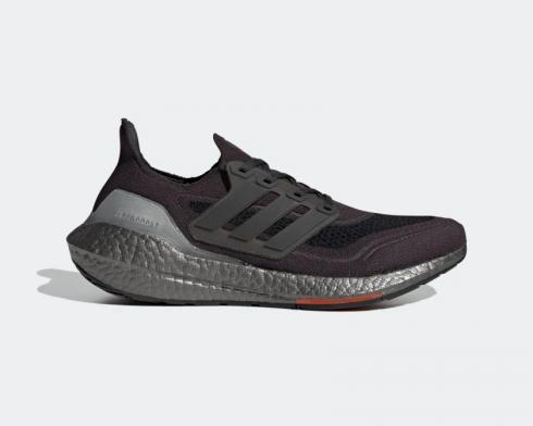 Adidas UltraBoost 21 Carbon Solar Red Core Black Metallic Sliver FY3952