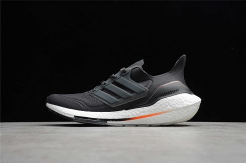 Adidas UltraBoost 21 Core Black Cloud White Orange FZ2058