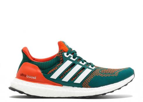 Adidas Ultraboost 1.0 Miami Hurricanes Orange White Green AQ7847