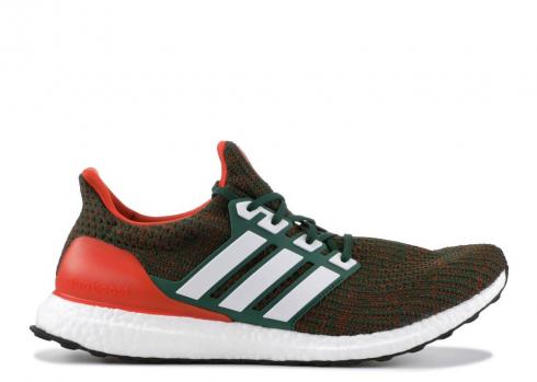 Adidas Ultraboost 4.0 Miami Hurricanes Collegiate Dark Green Orange White Cloud EE3702