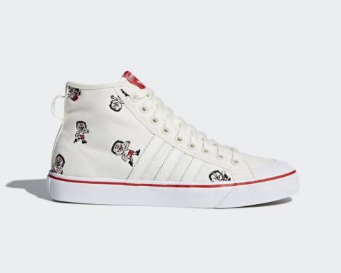 Adidas Original Nizza Hi Canvas Shoes Runner White Red CQ2367