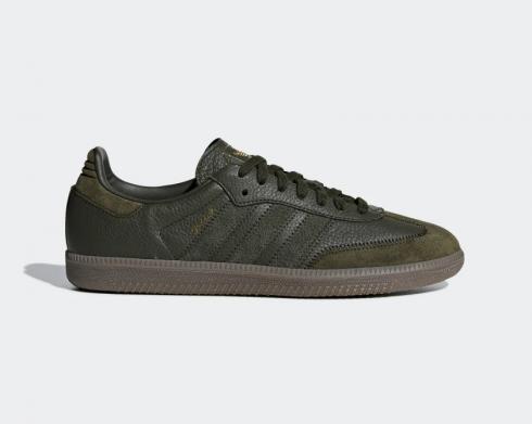 Adidas Samba OG FT Shoes Night Cargo Green Gold Metallic BD7526