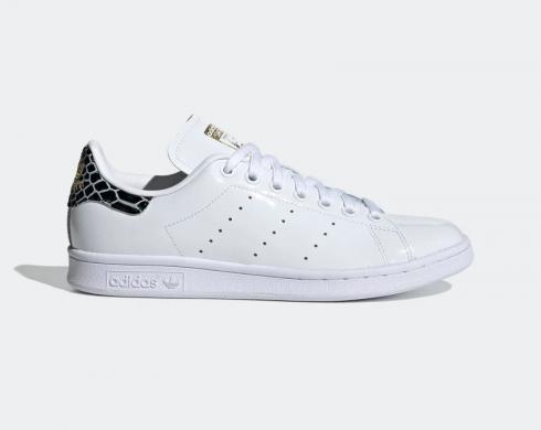 Adidas Stan Smith Shiny Snakeskin Cloud White Core Black Gold Metallic FV3422
