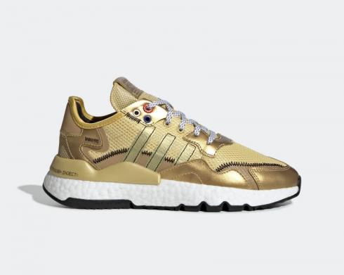 Adidas Wmns Nite Jogger Gold Metallic White Black Shoes EF5427