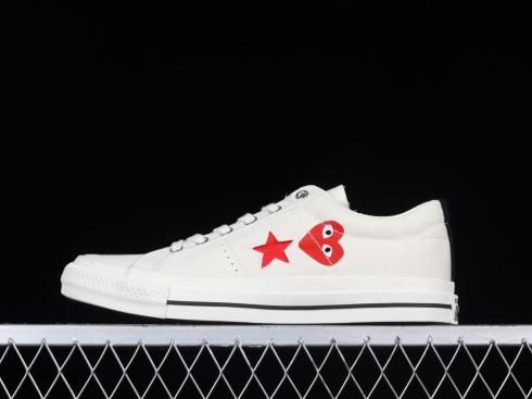 Comme des Garçons PLAY x Converse One Star Ox Cloud Dancer Red White A01792C