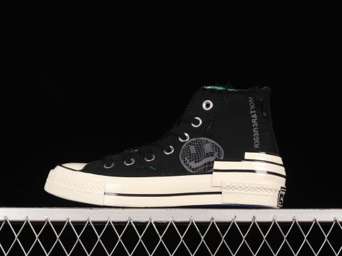 Converse Chuck 70 Hacked Heel High Tear Away Black Blue A02407C