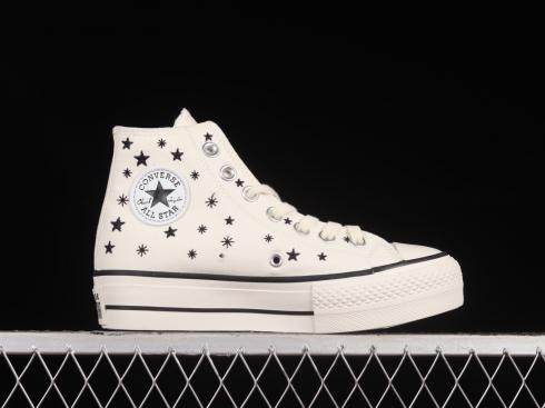 Converse Chuck Taylor All Star Lift Platform High Embroidered Stars Egret A03724C