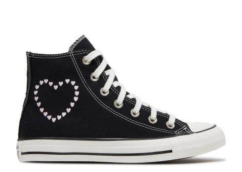 Converse Womens Chuck Taylor All Star High Embroidered Hearts Black Vintage White A01602F