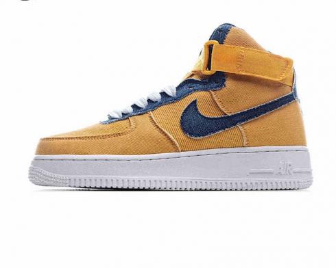 Nike Air Force 1'07 Yellow White Blue Mens Basketball Shoes 573488-774