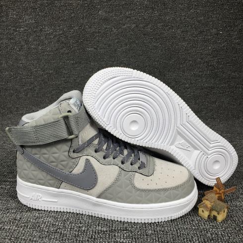 Nike Air Force 1 Hi Premium Suede Womens Shoes Matte Silver Cool Grey 845065-001