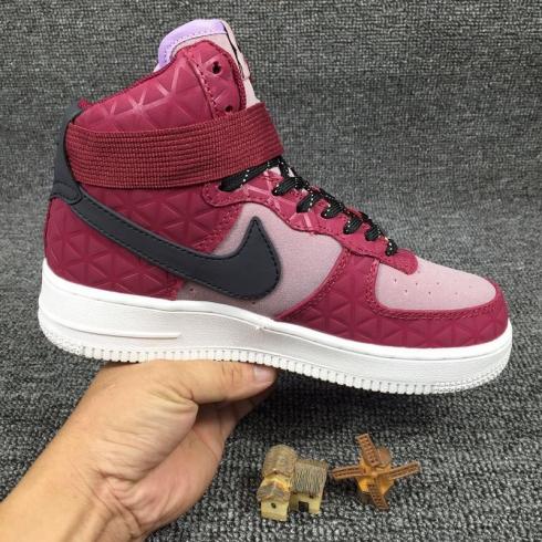 Nike Air Force 1 Hi Premium Suede Womens Shoes Red Black Plum Fog 845065-600