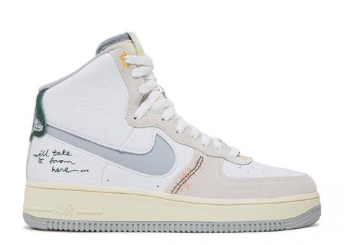 Nike Womens Air Force 1 High Sculpt We Ll Take It From Here Coconut Light Pro Grey Summit Wolf Green White Marine Milk DV2187-100