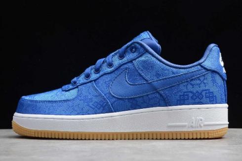 2019 CLOT x Nike Air Force 1 PRM Royal Silk University Blue White Gum CJ5290 400