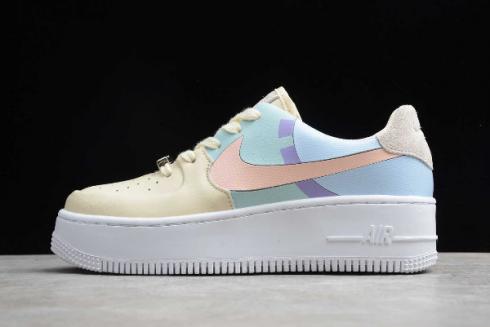 2019 WMNS Nike Air Force 1 Sage Low Beige Pale Blue Pink BV1976-008