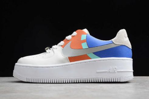 2019 WMNS Nike Air Force 1 Sage Low Rice White Grey Blue BV1976-006