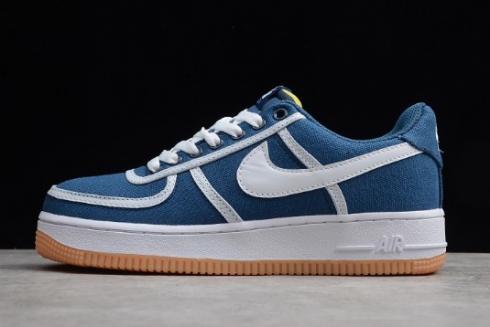 2019 Wmns Nike Air Force 1'07 Premium Armory Navy White Barely Volt CI9349 400