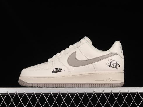 Dior x Nike Air Force 1 07 Low Cream White Black Grey BS6055-203