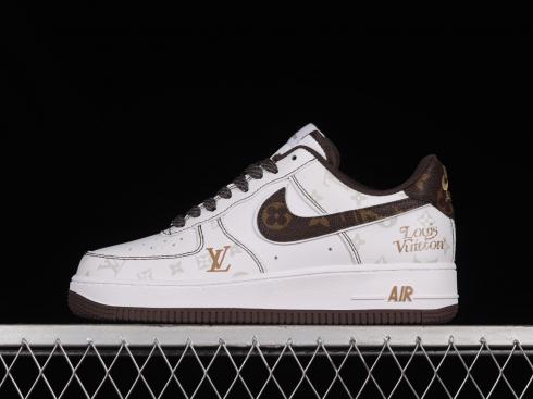 LV x Nike Air Force 1 07 Low White Brown Metallic Gold BS8805-601