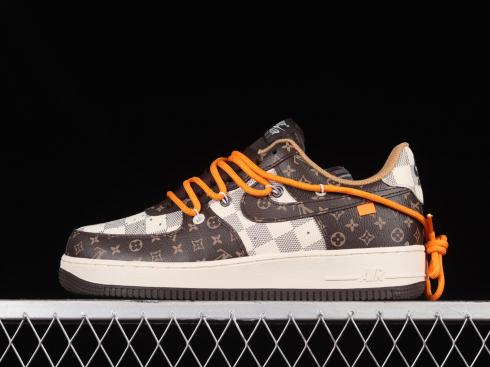 LV x Nike Air Force 1 07 Mid LV Monogram Brown Orange CV1724-113