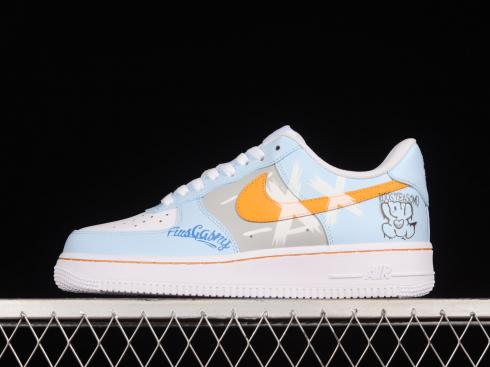 Nike Air Force 1 07 Low Garfield Light Blue Orange Grey CW2288-669