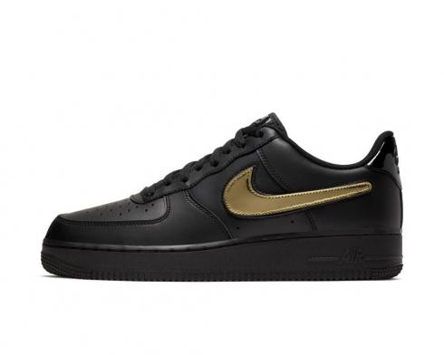 Nike Air Force 1 Black Metallic Gold Removable Swoosh Pack CT2253-001