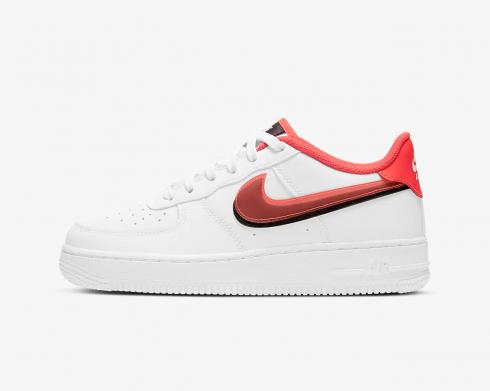 Nike Air Force 1 LV8 GS Double Swoosh Bright Crimson White Black CW1574-101