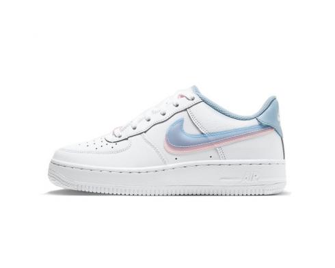 Nike Air Force 1 LV8 GS Double Swoosh White Armory Blue Pink CW1574-100