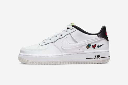 Nike Air Force 1 Low 07 LV8 3 GS Peace Love Swoosh White University Red DM8154-100