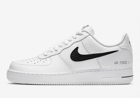 Nike Air Force 1 Low Cut Out Swoosh White Black Shoes CZ7377-100