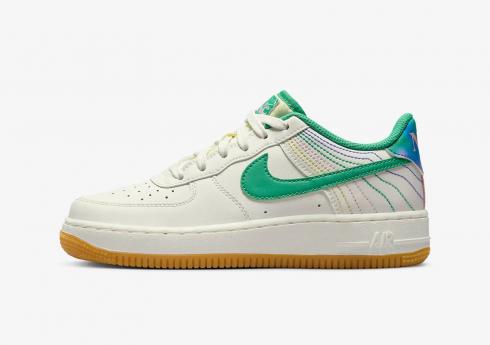 Nike Air Force 1 Low LV8 3 Heel Stitch Sail Stadium Green Med Soft Pink FJ7540-100