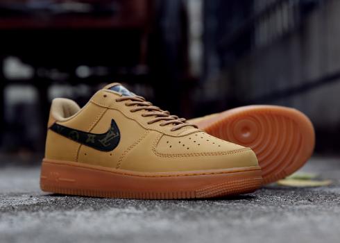 Nike Air Force 1 Low Lifestyle Shoes Wheat Brown Black