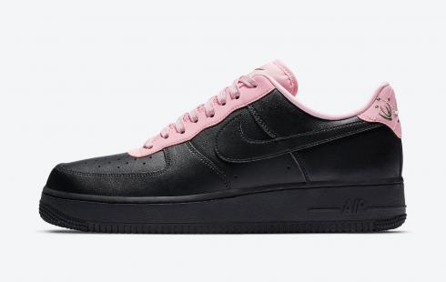 Nike Air Force 1 Low Quilted Heel Black Pink Shoes CJ1629-001