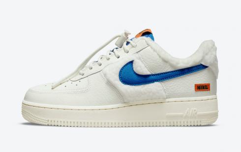 Nike Air Force 1 Low Sherpa Fleece Sail Coconut Milk Campfire Orange Racer Blue DO6680-100