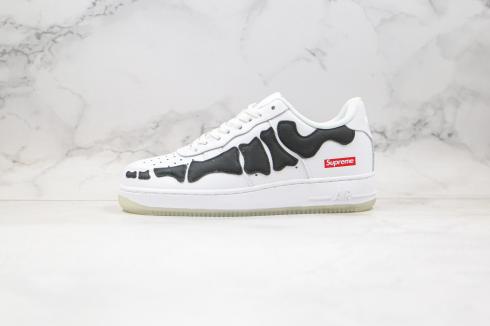 Nike Air Force 1 Low Skeleton White Black Red Running Shoes MQ7541-101