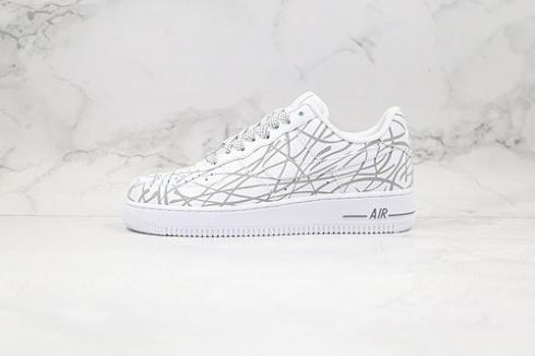 Nike Air Force 1 Low White Black Reflective Running Shoes N-0299