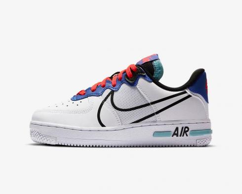 Nike Air Force 1 React White Black Astronomy Blue Laser Crimson CT1020-102