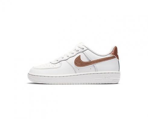 Sneakers Nike Air Force 1 Low Child White Metallic Bronze Shoes 314220-129