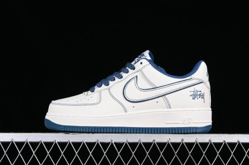 Stussy x Nike Air Force 1 07 Low Beige Cyan Blue UN1635-333