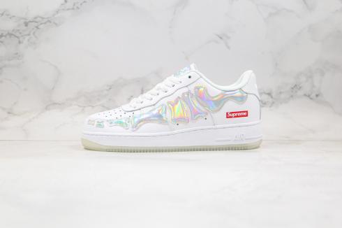 Supreme X Nike Air Force 1 Low White Red Running Shoes MQ7541-102