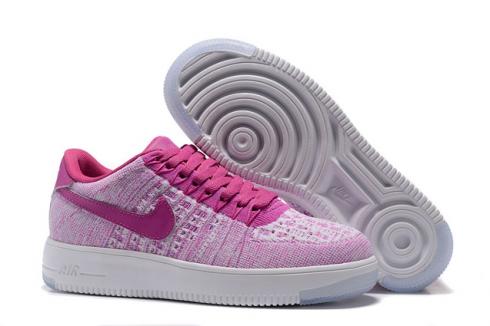 Nike Air Force 1 Flyknit Low Women Shoes Fuchsia Glow White 820256-500