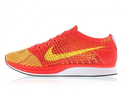 Nike Force 1 Low Flyknit Racer Bright Crimson Volt Running Shoes 526628-601